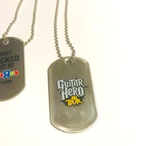 Guitar Hero Necklace Stainless Steel Dog Tag Set of (2) Collectible 2008 Launch
